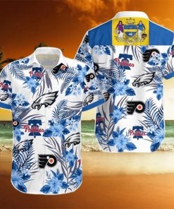 Philadelphia Eagles Phillies Flyers Summer Tropical Hawaiian Shirt