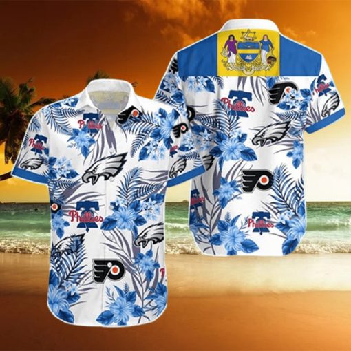 Philadelphia Eagles Phillies Flyers Summer Tropical Hawaiian Shirt