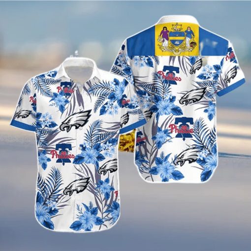 Philadelphia Eagles Phillies Tropical Summer Hawaiian Shirt