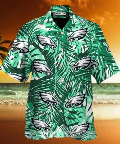Philadelphia Eagles Retro Green Leaves Emerald Green Hawaiian Shirt