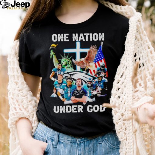 Philadelphia Eagles one nation under God signatures shirt