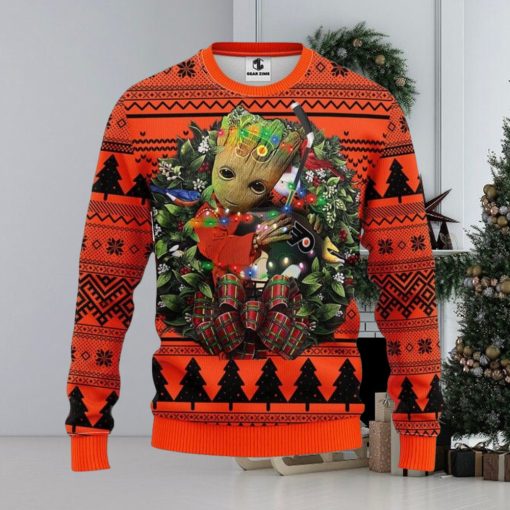 Philadelphia Flyers Groot Hug Xmas Ugly Christmas Sweater Best Christmas Gift Ideas