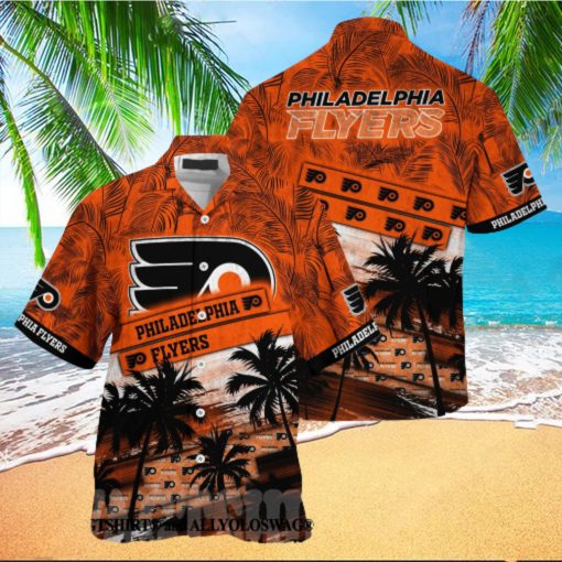 Philadelphia Flyers NHL Palm Tree Pattern Full Print Hawaiian Shirt