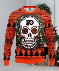 Philadelphia Flyers Skull Flower Ugly Christmas Ugly Sweater