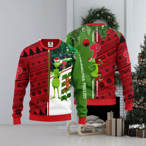 Philadelphia Phillies Grinch & Scooby doo Christmas Ugly Sweater 1