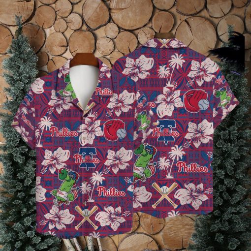 Philadelphia Phillies Hibiscus Pattern Vintage Hawaiian Shirt