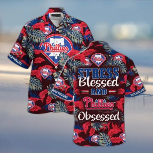 Philadelphia Phillies MLB Summer Hawaiian Shirt And Shorts, Stress Blessed Obsessed For Fans