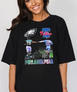 Philadelphia sports skyline brian dawkins and mike schmidt’s signatures shirt