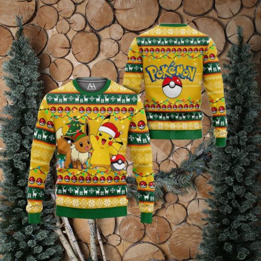 Pikachu Eevee Christmas Ugly Sweater