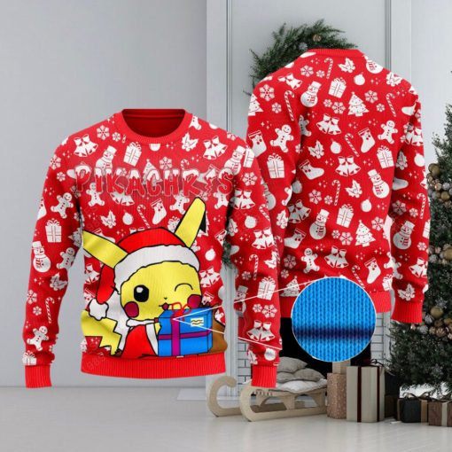 Pikachu Knitted Christmas 3D Sweater For Men And Women
