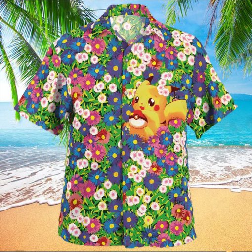 Pikachu Summer Flowers Beach New Pokemon Hawaiian Shirt