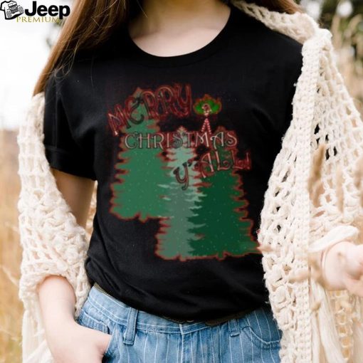 Pine Trees Merry Christmas Y’all Christmas T Shirt