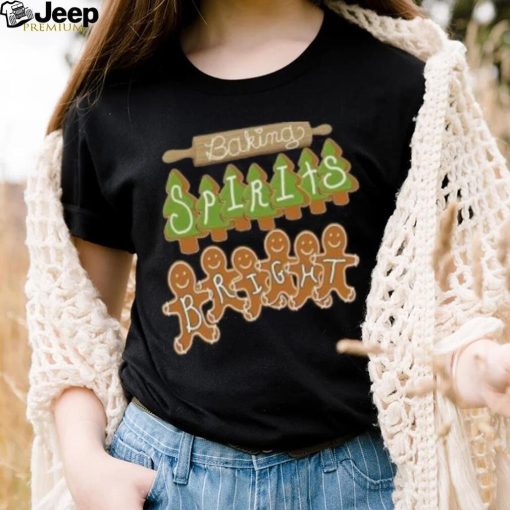 Pine tree and Happy Gingerbread baking spirits bright Christmas T Shirt