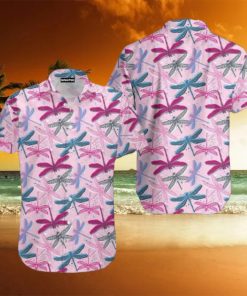 Pink Colorful Dragonflies Insects Aloha Hawaiian Shirt