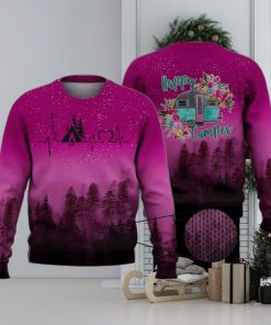 Pink Forest Heartbeat Happy Camper 3D Full Print Ugly Sweater Christmas Gift Sweater