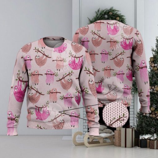 Pink Sloth Cute Funny Fashionable Family Gift 3D Full Print Ugly Sweater Christmas Gift Sweater