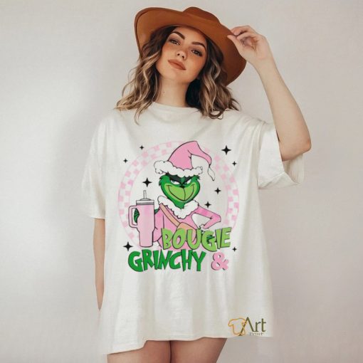 Pink bougie and Grinchy stanley shirt
