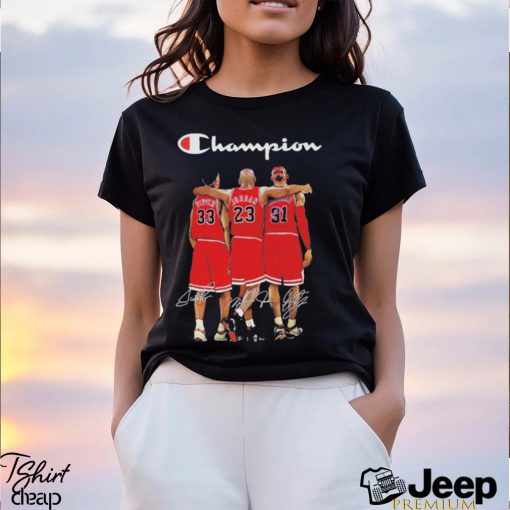 Pippen Jordan and Rodman Champions 2023 signatures shirt