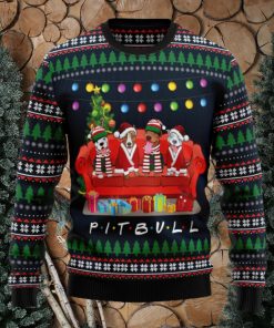 Pit Bull Friends On Red Sofa Ugly Christmas Sweater Thankgiving Gift Men Women