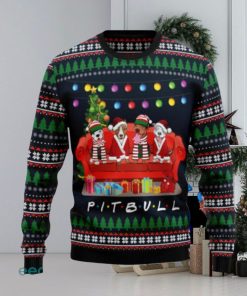 Pit Bull Friends On Red Sofa Ugly Christmas Sweaters Gift For Men Women