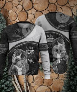 Pitbull When I Need A Hand I Found Your Paw 3D Full Print Ugly Sweater Christmas Gift Sweater