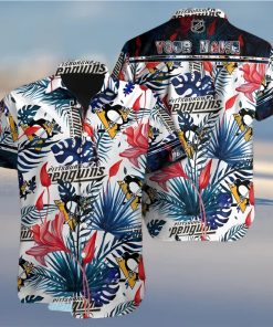 Pittsburgh Penguins NHL Custom Name Tropical Flower Aloha Hawaiian Shirt