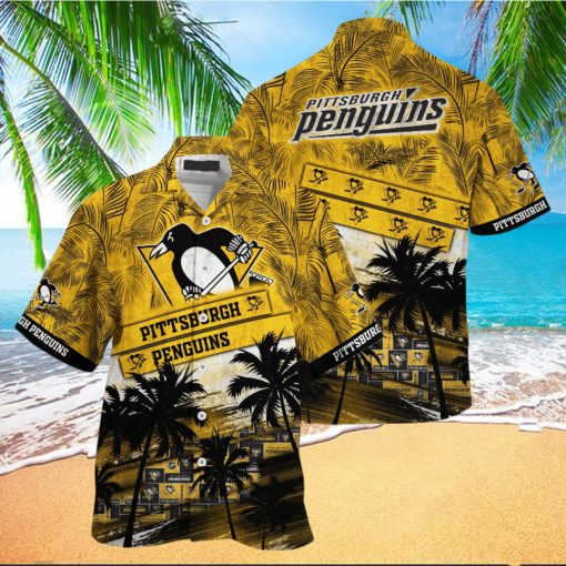 Pittsburgh Penguins NHL Palm Tree Pattern Hawaii Shirt For Sports Fans Unisex Sport Hawaii Shirt