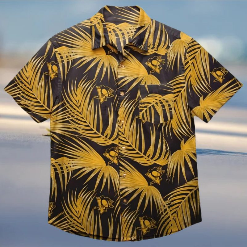 Pittsburgh Penguins Nhl Mens Hawaiian Button Up Shirt