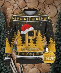 Pittsburgh Pirates Logo Wearing Santa Hat Trending Christmas Gift AOP Ugly Christmas Sweater Men Women Winter Gift