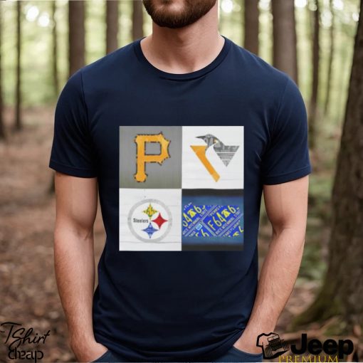 Pittsburgh Sports Team Logo Art Plus Pennsylvania Map Pirates Penguins Steelers shirt