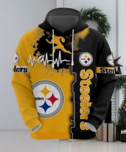 Pittsburgh Steelers 3D Hoodie Print Heart ECG Line