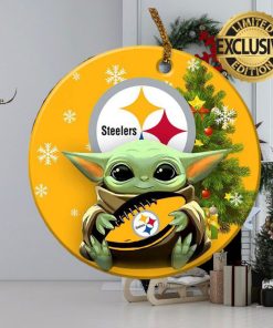 Pittsburgh Steelers Baby Yoda NFL 2023 Holiday Gifts Custom Name Christmas Decorations Ornament