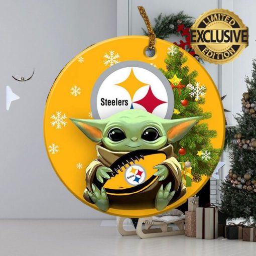 Pittsburgh Steelers Baby Yoda NFL 2023 Holiday Gifts Custom Name Christmas Decorations Ornament