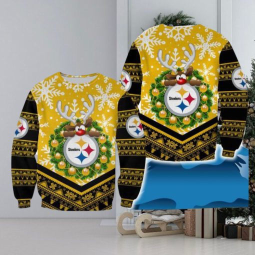 Pittsburgh Steelers Christmas Reindeer Cider New 3D Sweater For Fans Gift Christmas
