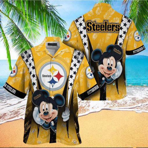 Pittsburgh Steelers Graphic Mickey Hawaiian Shirt  3D Printed Tropical Pattern