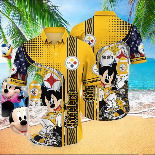 Pittsburgh Steelers Hawaiian Shirt Mickey Graphic 3D Printed