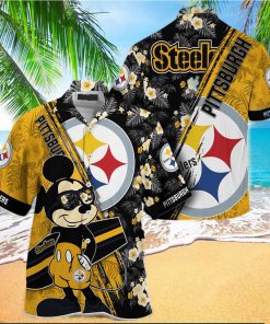 Pittsburgh Steelers Hawaiian Shirt Mickey Print Floral Pattern This Summer