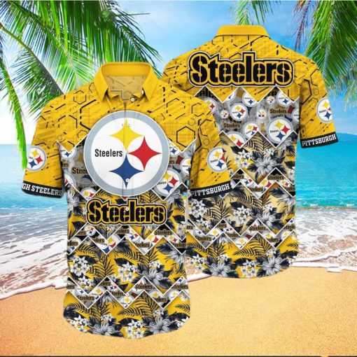 Pittsburgh Steelers NFL Hawaiian Shirt And Short  Graphic Tropical Pattern 3D Printed Beach Shirt Summer Best Gift For Fan