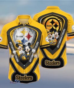 Pittsburgh Steelers NFL, Graphic US Flag Flower Hawaiian Shirt