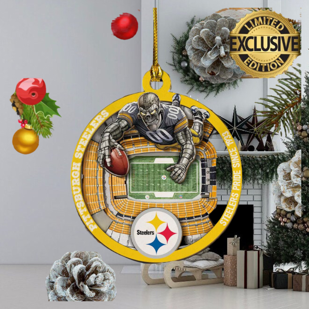 Pittsburgh Steelers NFL Let's Go Skull Christmas Ornament Custom