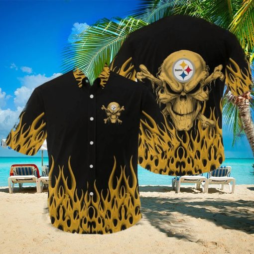 Pittsburgh Steelers NFL Skull Halloween Gift Fans Hawaiian Shirt For Men And Women