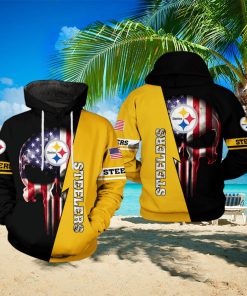 Pittsburgh Steelers NFL US Flag Skull Team 3D Printed Hoodie