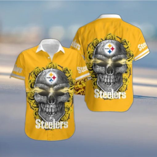 Pittsburgh Steelers Skull Carved Hawaiian Shirt Men Women Gift For Halloween