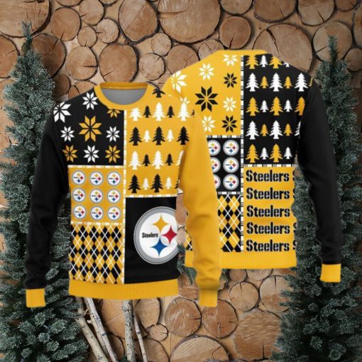 Pittsburgh Steelers Teams Pine Trees Pattern Knitted Sweater For Christmas