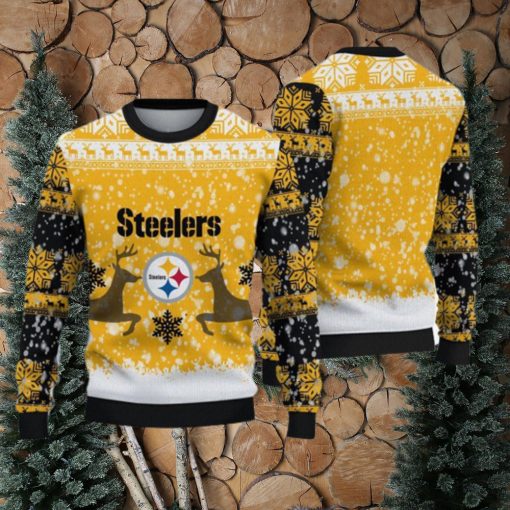 Pittsburgh Steelers Ugly Christmas Reindeer Xmas Sweater Gather Gift Mens Women