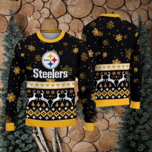 Pittsburgh Steelers Ugly Christmas Snow Xmas Sweater Wreath Gift Mens Women