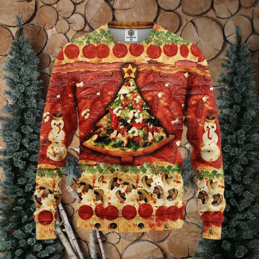 Pizza 3D Thanksgiving Women Mens Ugly Christmas Sweater