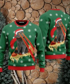 Pizza Cat With Laser Eyes Ugly Christmas Sweater All Over