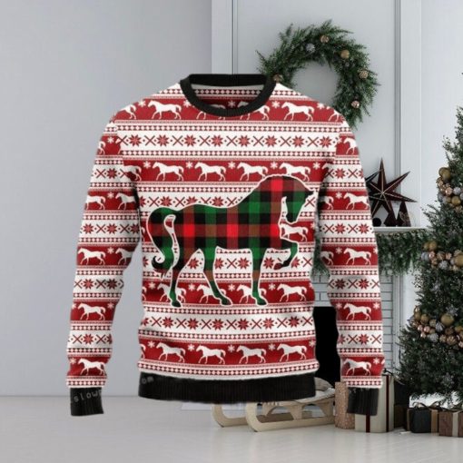 Plaid Horse Christmas Ugly Sweater Party