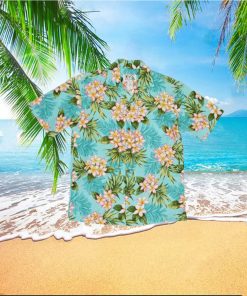 Plumeria Dream Green Cotton Poplin Men s Hawaiian Shirt